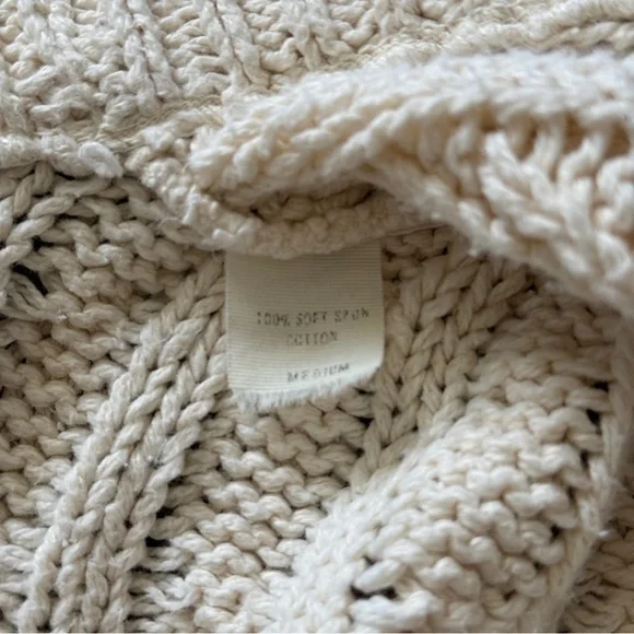 Cream Cable-Knit Button-Front Cardigan made in USA 100% cotton - Picture 7 of 10